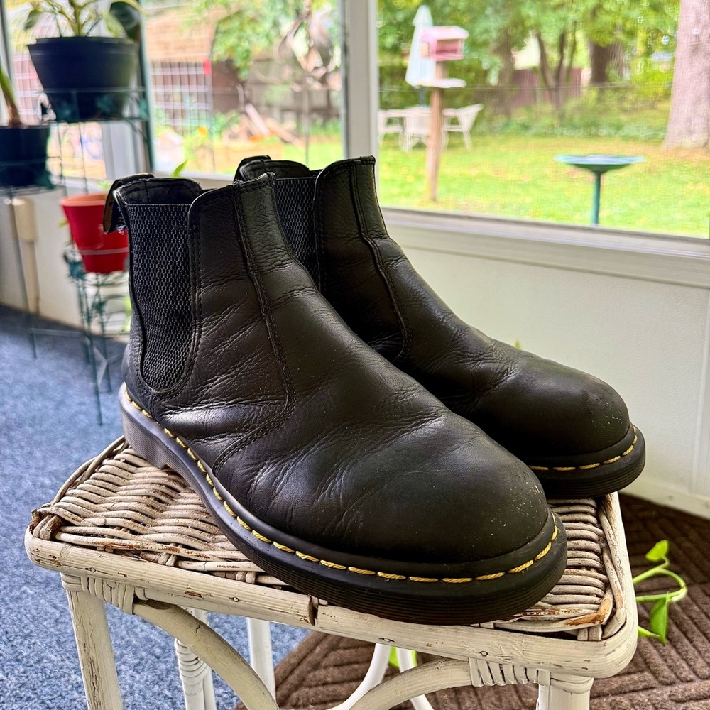 Dr. Martens Black Boots with Yellow Stitching - Picture 2 of 5